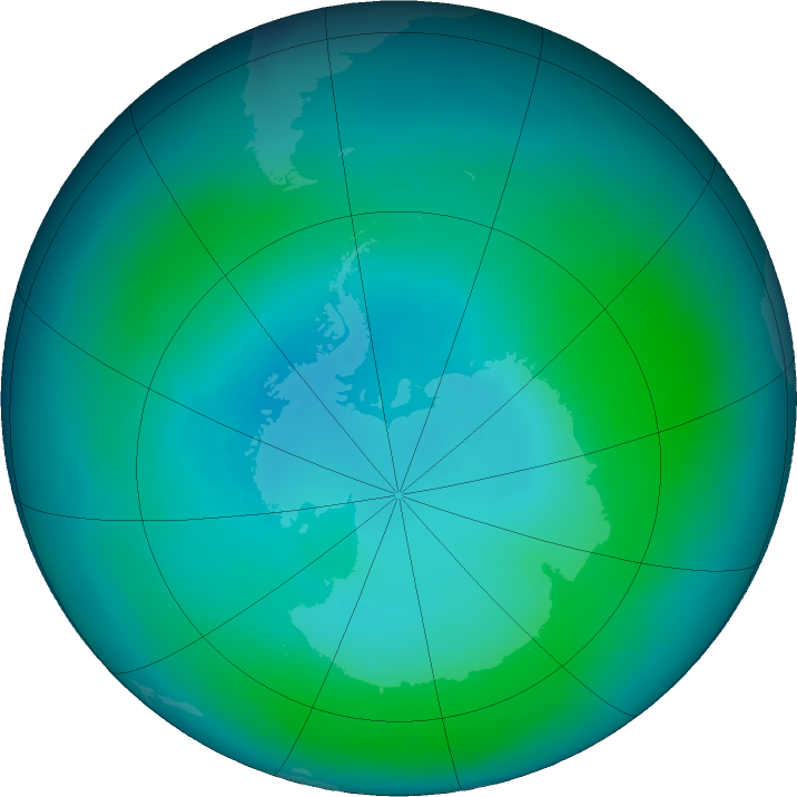 Antarctic ozone map for February 2017